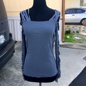 Pretty Unique Grey Blouse size Large